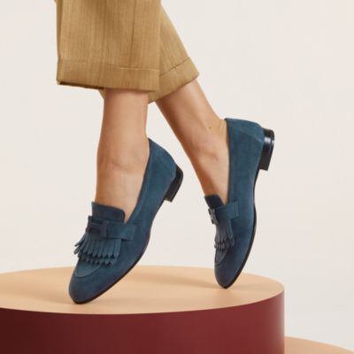 【新品未使用】エルメス　モカシン　ロワイヤル　ヴェールアンブラン　水色　37.5 新品未使用】エルメス モカシン ロワイヤル ヴェールアンブラン 水色